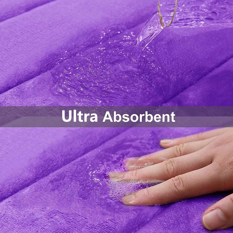 Buganda Memory Foam Bath Mat, 30" x 20", Ultra Soft and Non-Slip Bathroom Rugs, Water Absorbent and Machine Washable Bath Rug for Bathroom, Shower, and Tub, Purple - Image 4